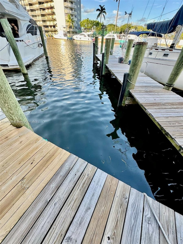 view of dock featuring a water view