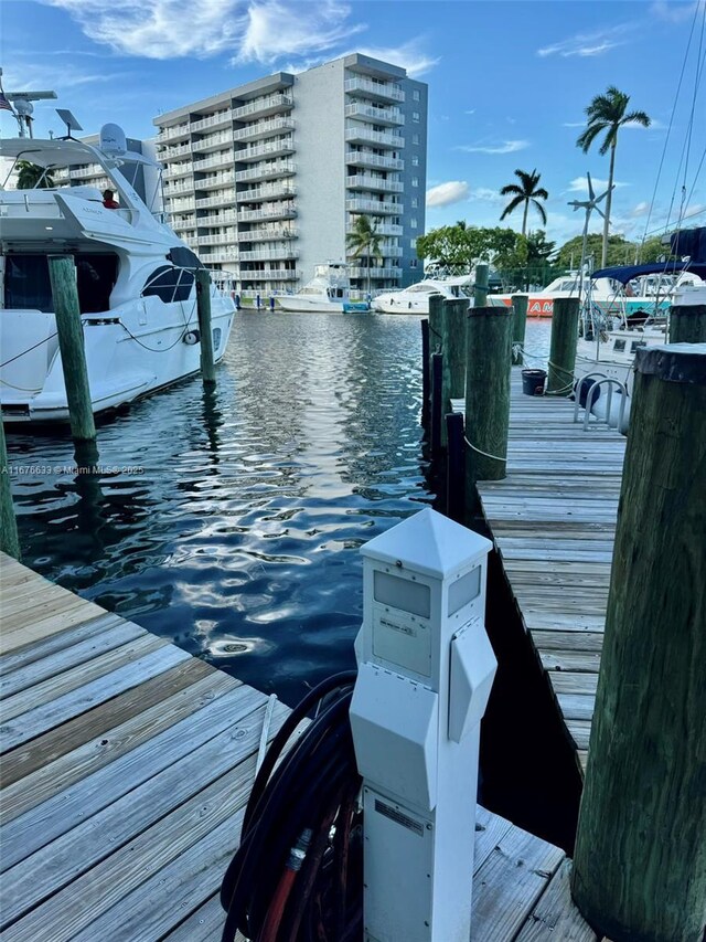 view of dock featuring a water view