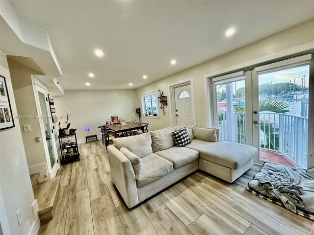 living room featuring light hardwood / wood-style floors