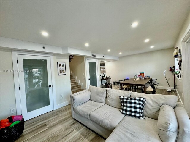 living room featuring light hardwood / wood-style floors