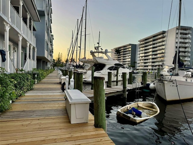 view of dock featuring a water view