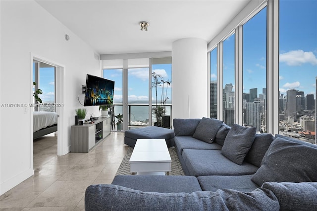 view of tiled living room