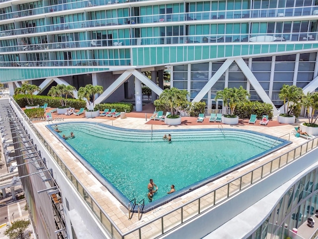 view of pool featuring a patio area