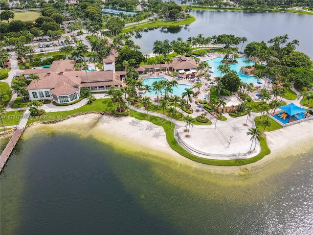 bird's eye view featuring a water view