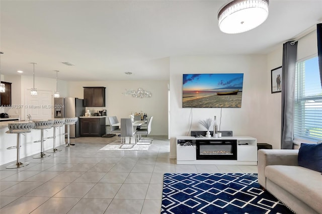 view of tiled living room