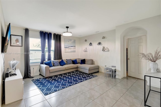 view of tiled living room