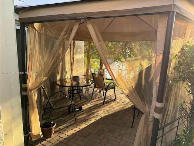 view of patio / terrace featuring a gazebo