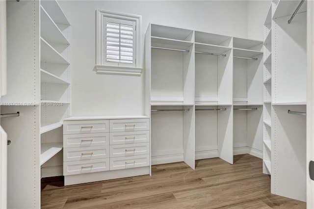 walk in closet featuring light wood-type flooring