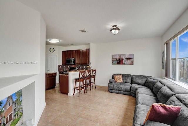 view of tiled living room