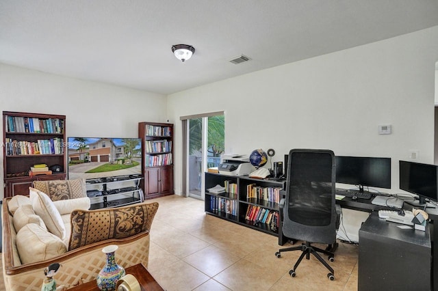 view of tiled home office