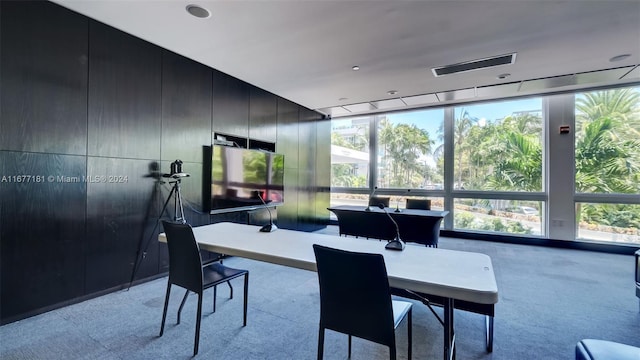 view of carpeted dining room