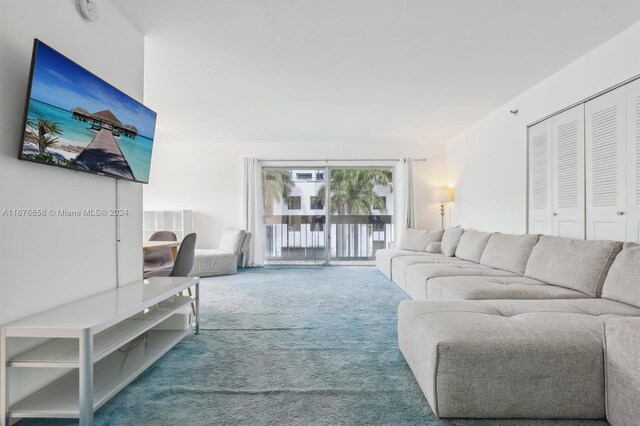 living room featuring carpet flooring