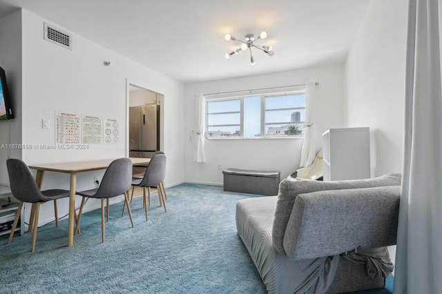 living area with carpet floors