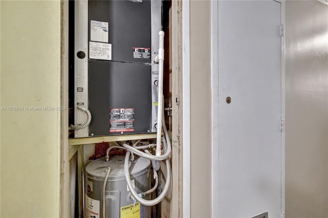 utility room with water heater