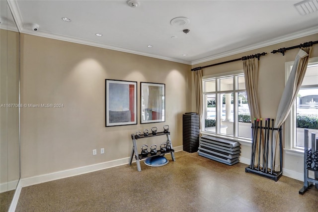 interior space featuring ornamental molding