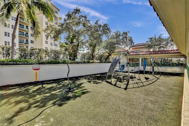 view of yard featuring a playground