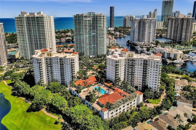 property's view of city with a water view