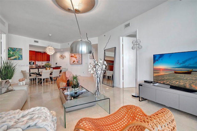 view of tiled living room