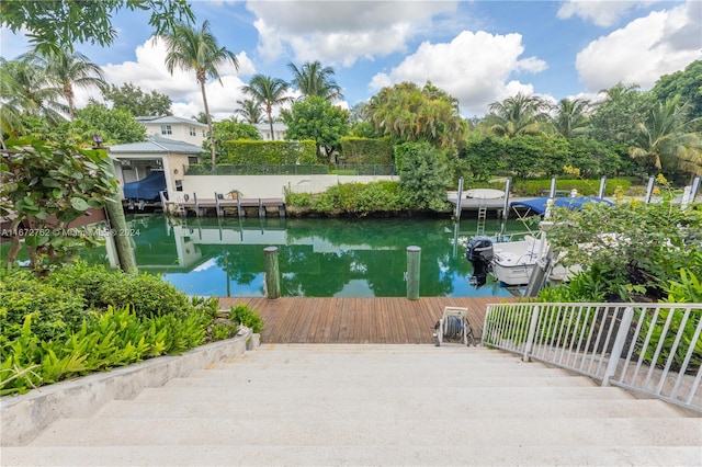 dock area featuring a water view