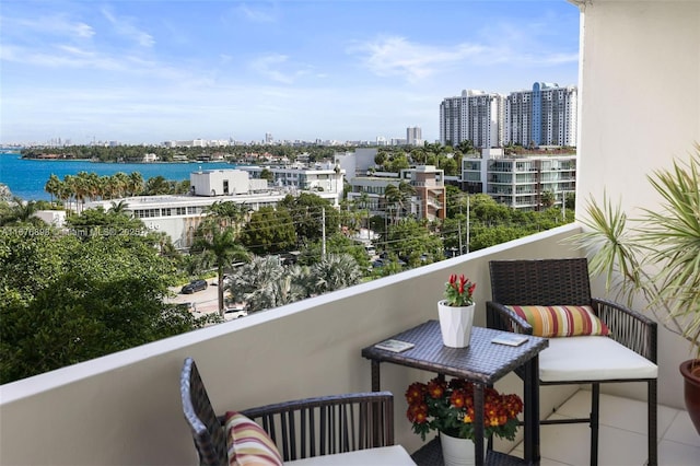 balcony with a water view