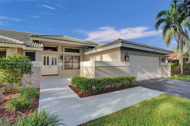 view of front of house with a garage