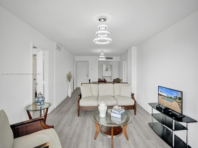 living room featuring light wood-type flooring