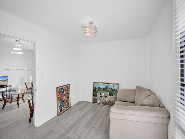 sitting room with light wood-type flooring