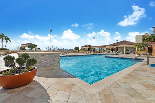 pool with a patio area