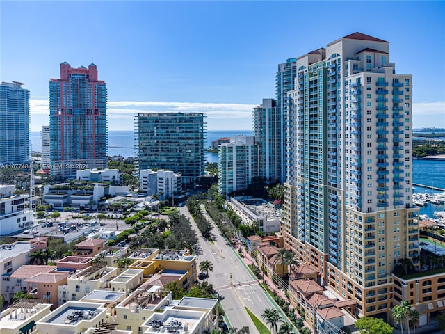 property's view of city with a water view