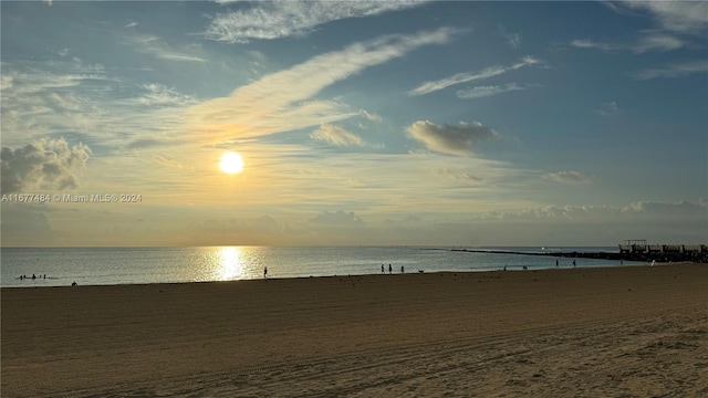 view of water feature with a view of the beach