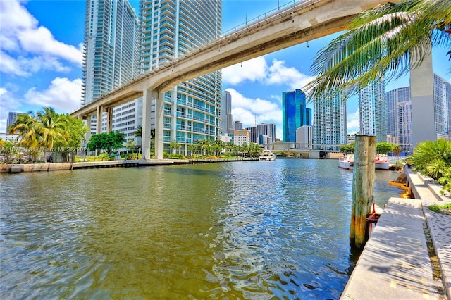 property view of water featuring a dock