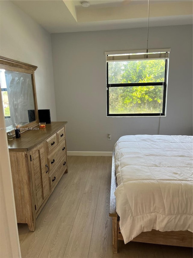 bedroom with light hardwood / wood-style floors