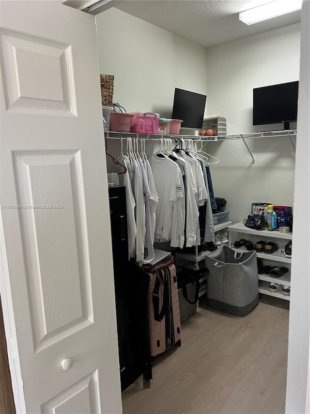 spacious closet featuring light wood-type flooring