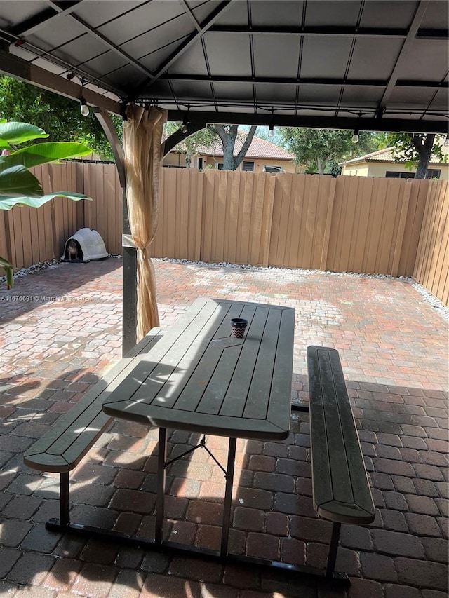 view of patio / terrace with a gazebo