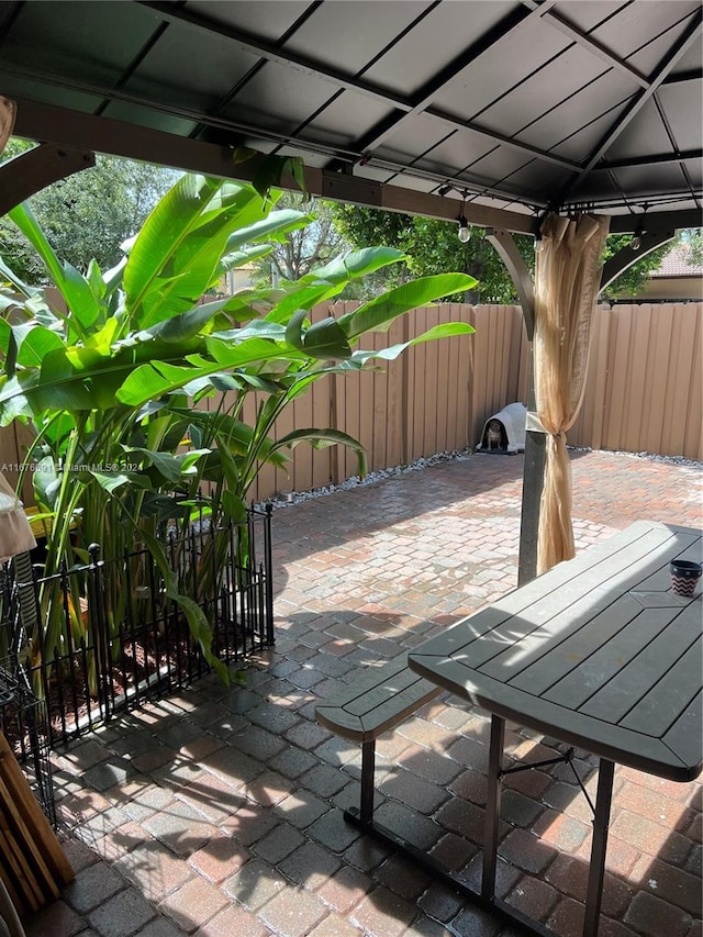 view of patio / terrace with a gazebo