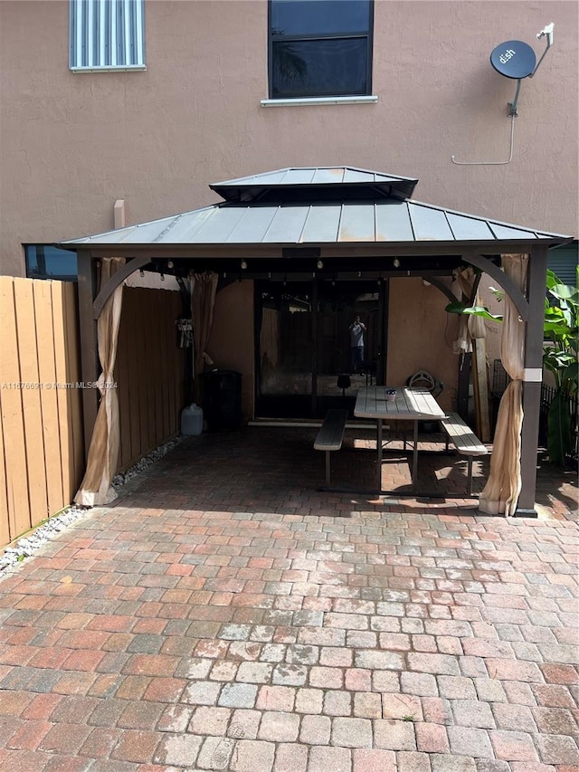 view of patio / terrace with a gazebo