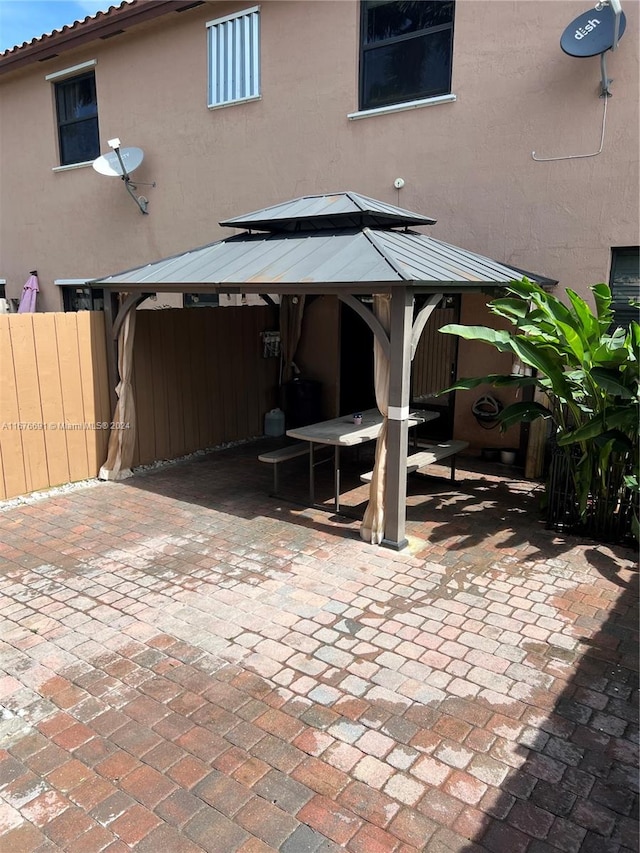 view of patio / terrace featuring a gazebo