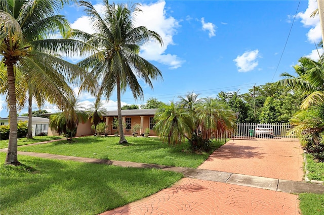 view of front of property featuring a front yard