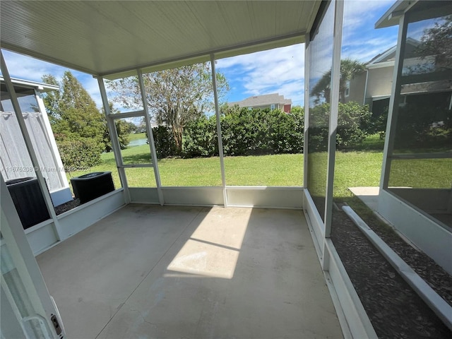 view of unfurnished sunroom