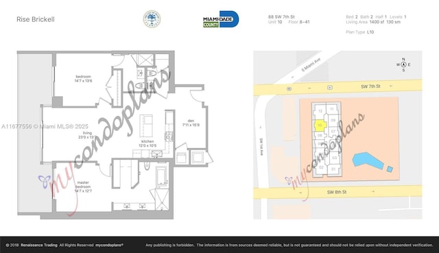 88 SW 7th St Unit 1710, Miami, FL 33130 - property floor plan