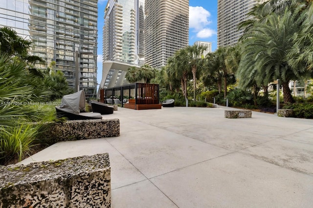 view of community with a patio area