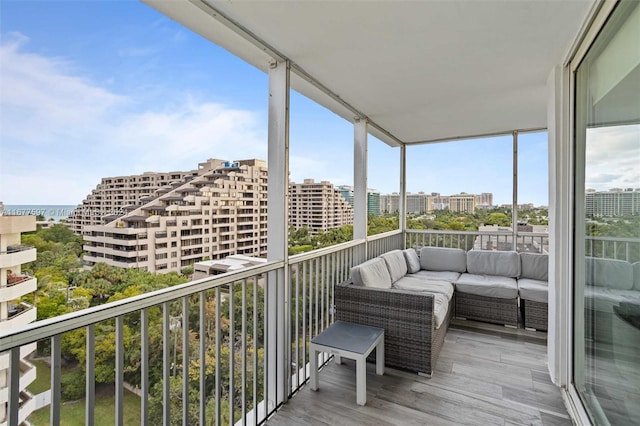 balcony featuring an outdoor living space