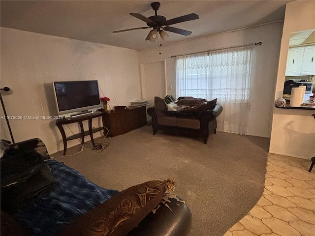 5300 Washington St Unit U103, Hollywood, FL 33021 - living area with a ceiling fan and a textured ceiling