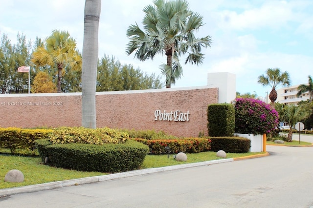 view of community sign