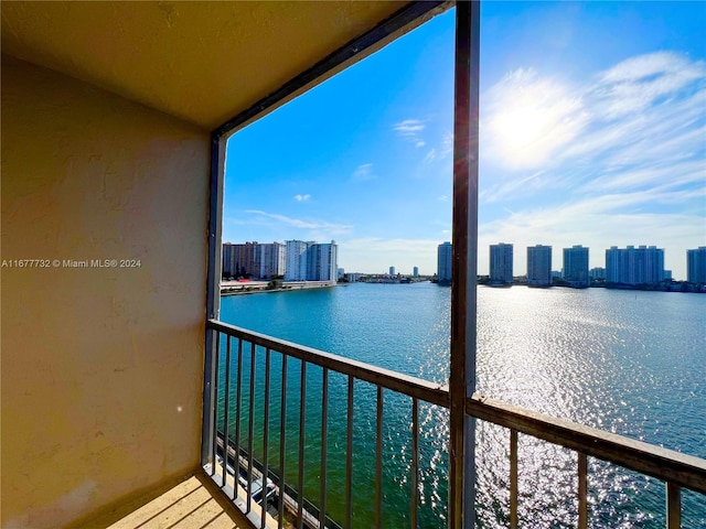 balcony with a water view