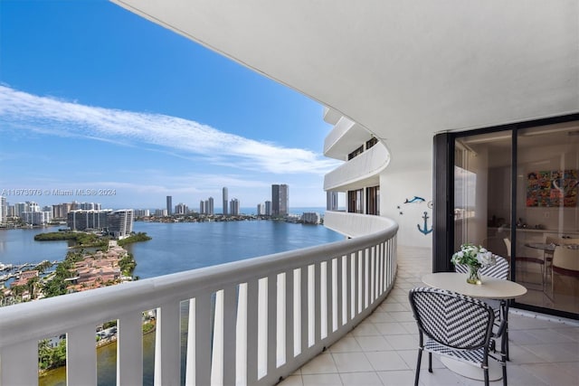 balcony with a water view