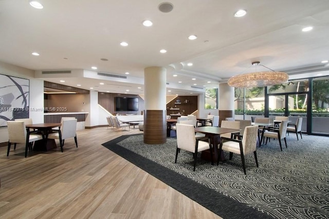 3000 Island Blvd Unit 2404, Aventura, FL 33160 - dining room with wood finished floors and recessed lighting