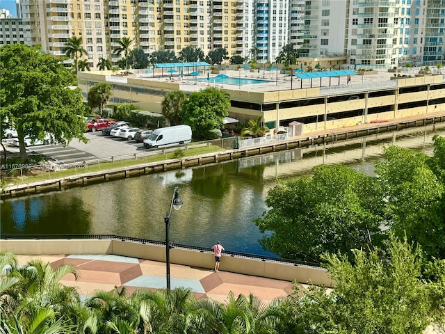 exterior space featuring a water view