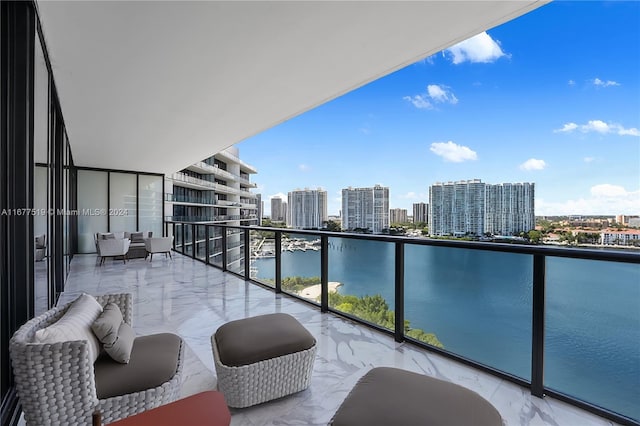 balcony with a water view