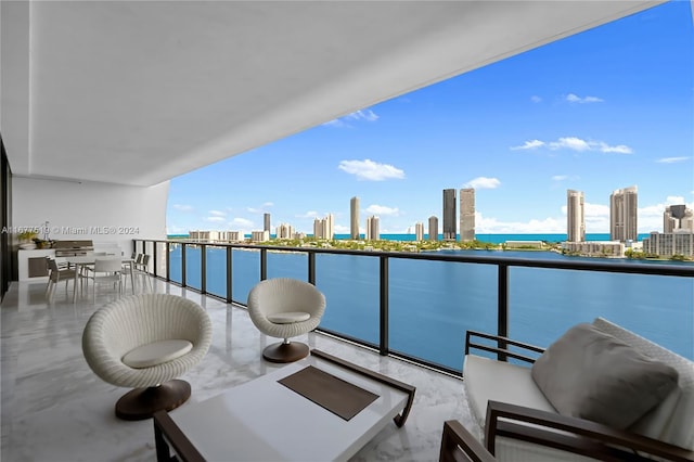 balcony with a water view